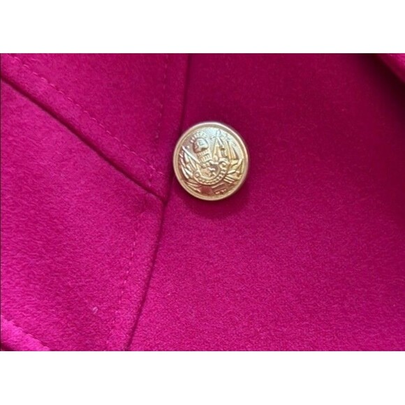 Guess Los Angeles Hot Pink Wool Blend Pea Coat Gold Buttons Feminine Cut SZ S - Picture 5 of 8